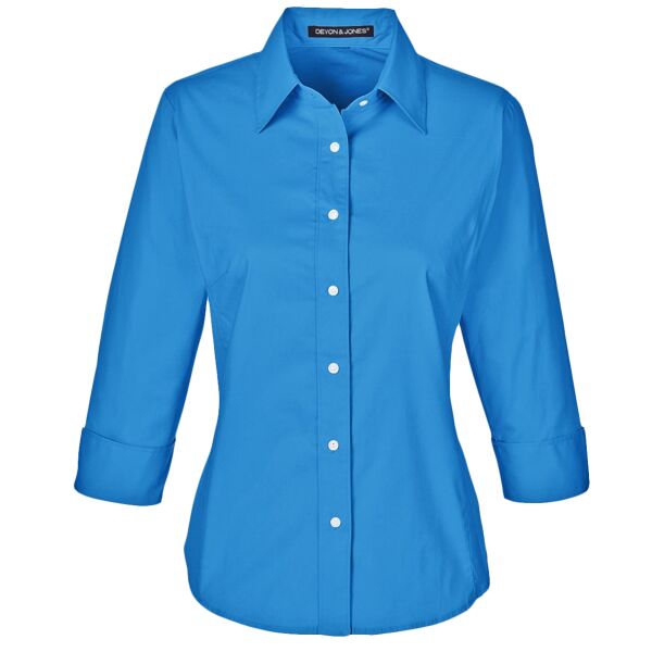 Women's Perfect Fit™ Three-Quarter Sleeve Stretch Poplin Dress Shirt Thumbnail