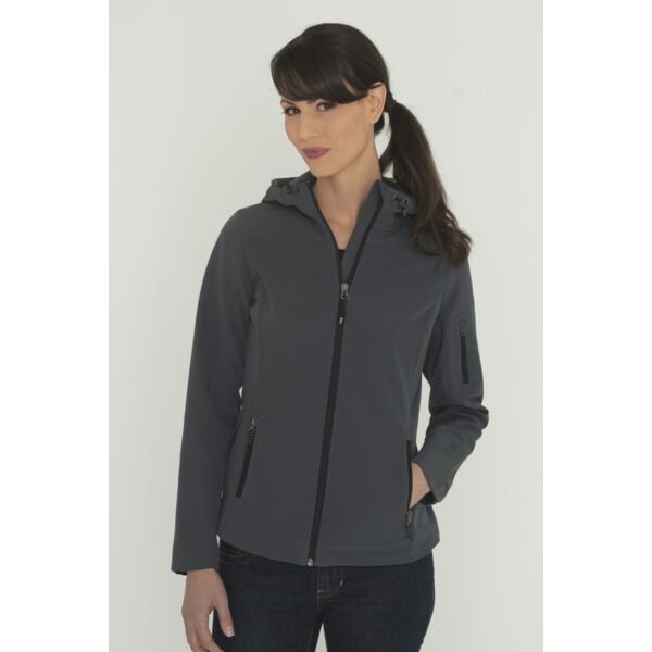 COAL HARBOUR® EVERYDAY HOODED WATER REPELLENT STRETCH SOFT SHELL LADIES' JACKET Thumbnail